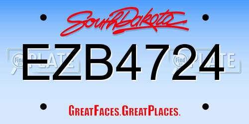 EZB4724 South Dakota License Plate