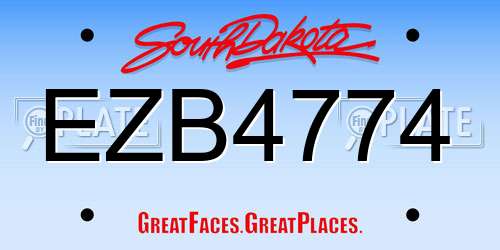 EZB4774 South Dakota License Plate