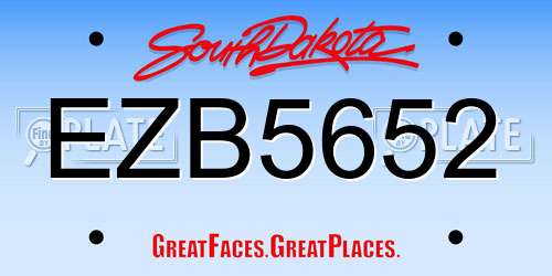 EZB5652 South Dakota License Plate
