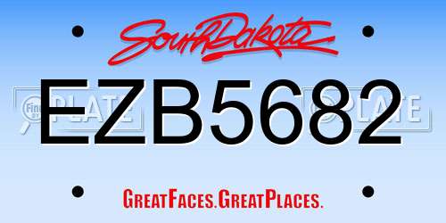 EZB5682 South Dakota License Plate