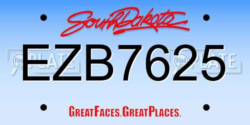 EZB7625 South Dakota License Plate