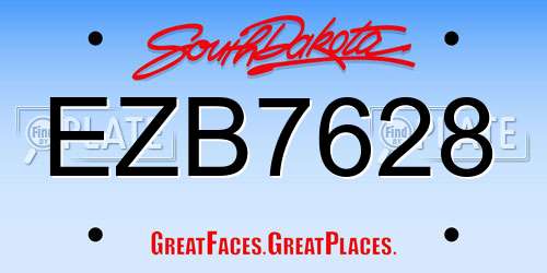 EZB7628 South Dakota License Plate