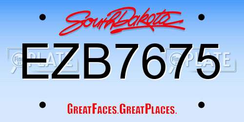 EZB7675 South Dakota License Plate