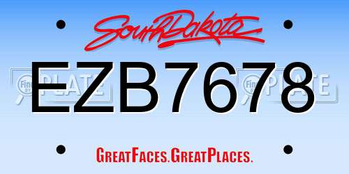 EZB7678 South Dakota License Plate