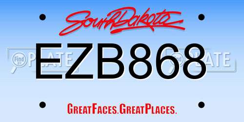 EZB868 South Dakota License Plate