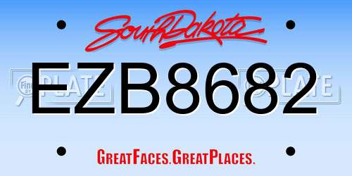 EZB8682 South Dakota License Plate