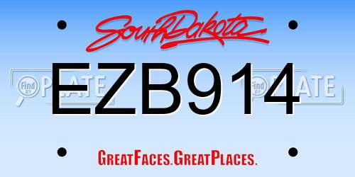 EZB914 South Dakota License Plate