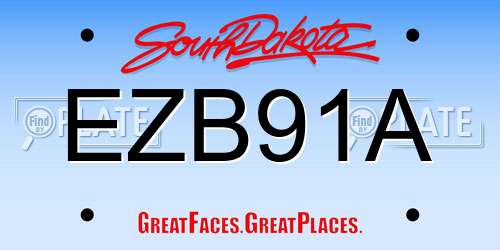 EZB91A South Dakota License Plate