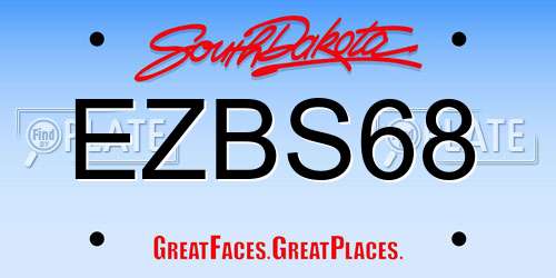 EZBS68 South Dakota License Plate