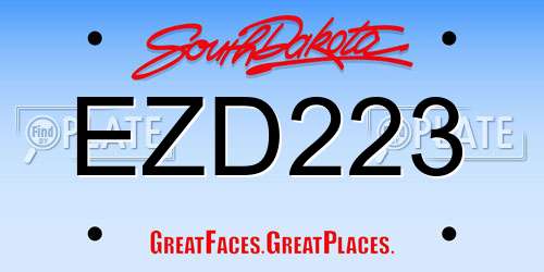 EZD223 South Dakota License Plate