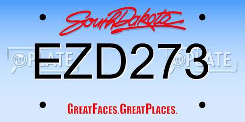 EZD273 South Dakota License Plate