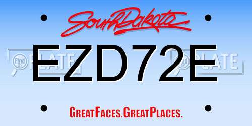 EZD72E South Dakota License Plate