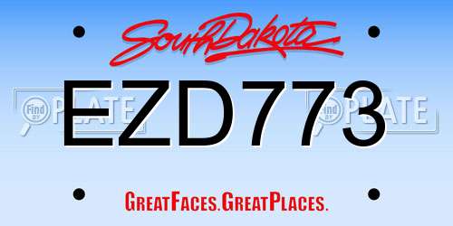 EZD773 South Dakota License Plate