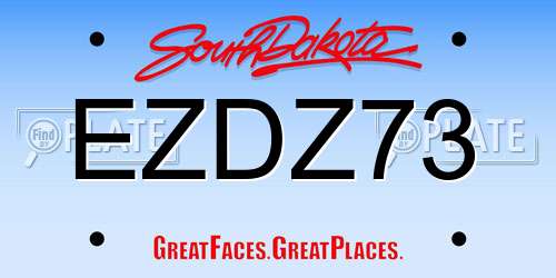 EZDZ73 South Dakota License Plate
