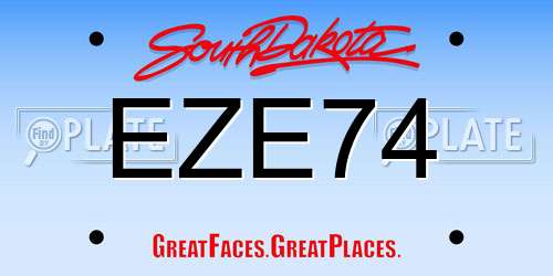 EZE74 South Dakota License Plate