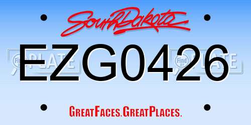 EZG0426 South Dakota License Plate