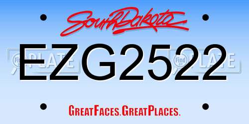EZG2522 South Dakota License Plate