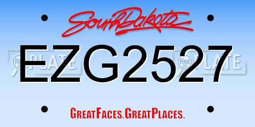 EZG2527 South Dakota License Plate