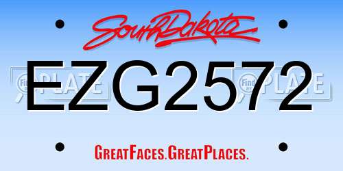 EZG2572 South Dakota License Plate