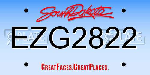 EZG2822 South Dakota License Plate