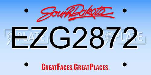 EZG2872 South Dakota License Plate