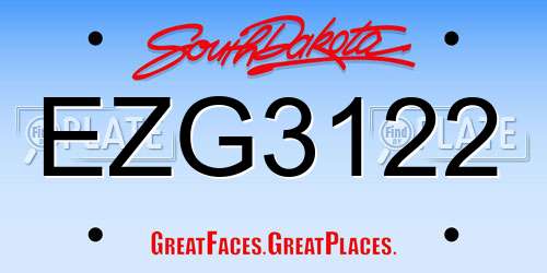 EZG3122 South Dakota License Plate