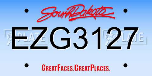 EZG3127 South Dakota License Plate