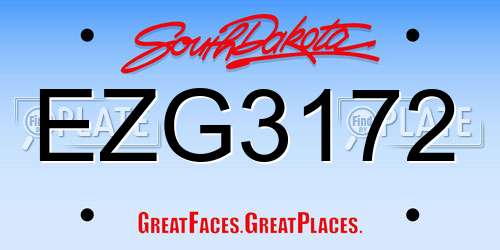 EZG3172 South Dakota License Plate