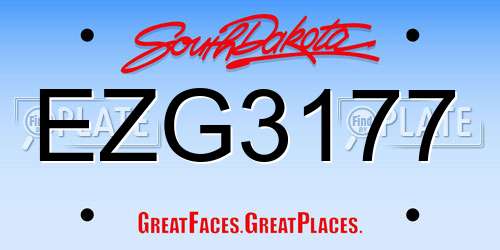 EZG3177 South Dakota License Plate