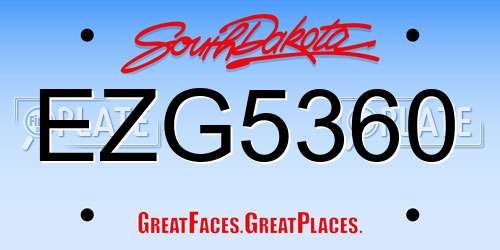 EZG5360 South Dakota License Plate