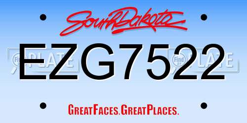 EZG7522 South Dakota License Plate