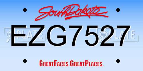 EZG7527 South Dakota License Plate