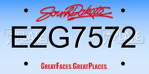 EZG7572 South Dakota License Plate