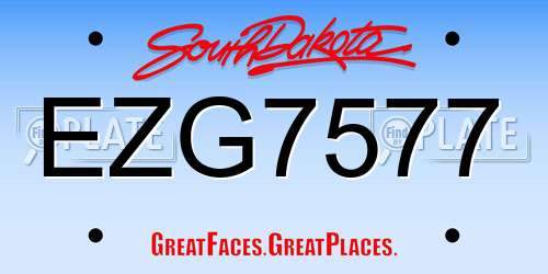 EZG7577 South Dakota License Plate