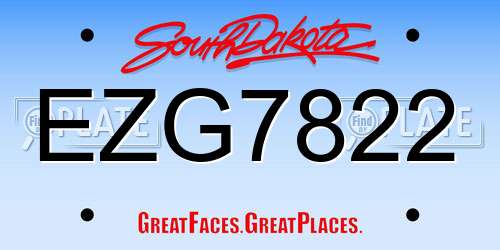 EZG7822 South Dakota License Plate