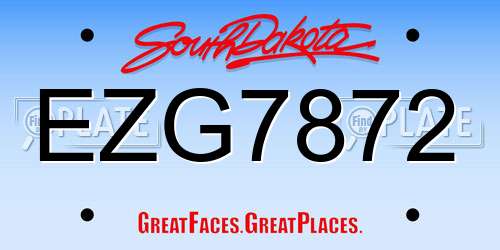 EZG7872 South Dakota License Plate