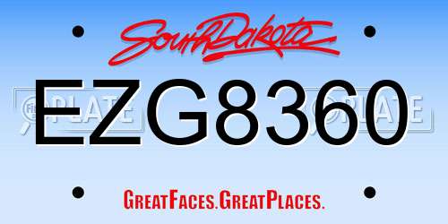 EZG8360 South Dakota License Plate