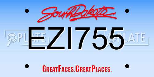 EZI755 South Dakota License Plate