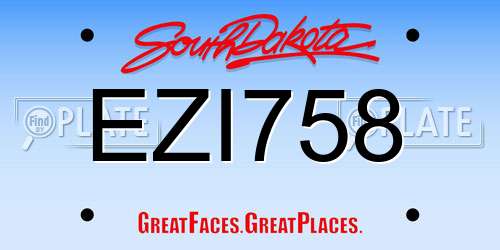 EZI758 South Dakota License Plate
