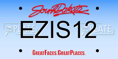 EZIS12 South Dakota License Plate
