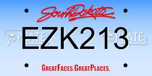EZK213 South Dakota License Plate