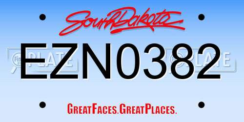 EZN0382 South Dakota License Plate