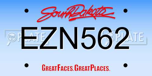 EZN562 South Dakota License Plate