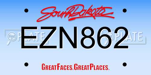 EZN862 South Dakota License Plate