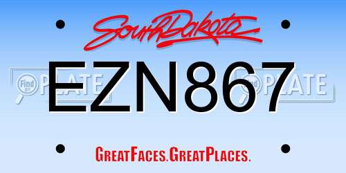 EZN867 South Dakota License Plate
