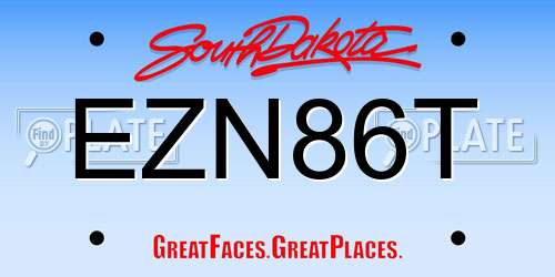 EZN86T South Dakota License Plate