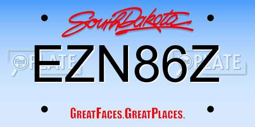 EZN86Z South Dakota License Plate