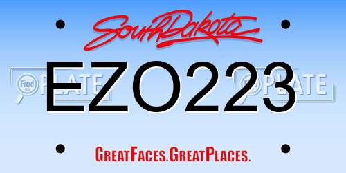 EZO223 South Dakota License Plate