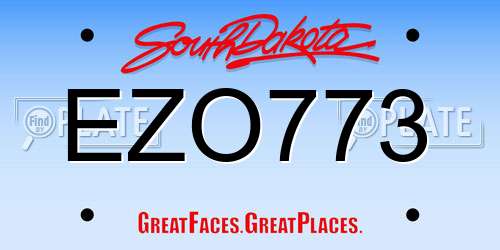 EZO773 South Dakota License Plate