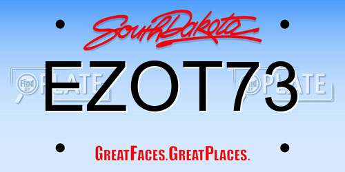 EZOT73 South Dakota License Plate
